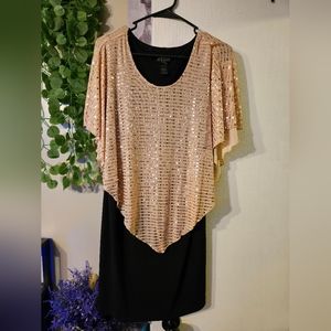 Enfocus women shiny peach and black sequin dress size 14w